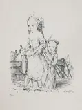 Untitled by Tsuguharo Foujita, 1886, 1886 -1968) TWO CHILDREN CARRYING BAGUETTES Lithograph, sold Jan 2020
