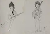 John Entwistle, John Entwistle (1944-2002) 'RONNIE WOOD' and 'KEITH RICHARDS' Pen portraits