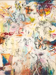 Ford Crull, Two Men Meet, Each Supposing the Other is of Higher Rank., 2005, Identified on a handwritten note (verso) mixed media: oil, oil stick, and graphite on canvas