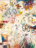 Ford Crull, Two Men Meet, Each Supposing the Other is of Higher Rank., 2005, Identified on a handwritten note (verso) mixed media: oil, oil stick, and graphite on canvas