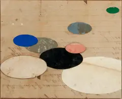 Lance Letscher, Something, Identified and titled on handwritten note in pen (verso), mixed media: collage on board