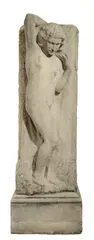Georg Kolbe, Stehender weiblicher Akt, Um 1903, Muschelkalk, auf Steinsockel montiert. Höhe (ohne Sockel): 139 cm (54 ¾ in.)