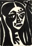 Ohne Titel (Frauenkopf) by A. R. Penck, 1992, Öl auf Leinwand, sold May 2013
