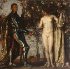Ritter und Junges Weib by Carl von Marr, Um 1912, Öl auf Leinwand, sold May 2013