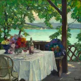Mittag“. Vor 1924 by Edward Cucuel, Öl auf Leinwand, sold Nov 2012