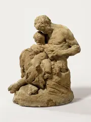 Reinhold Begas, Pan als Lehrer des Flötenspiels (Bozzetto)“. 1857 (?), Ton, ungebrannt
