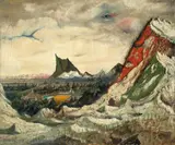 Franz Radziwill, Blick von den Dünen von Schoorl, 1926, Öl auf Holz, im Künstlerrahmen