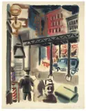 View of the Elevated Subway, New York by George Grosz, Um 1933, Aquarell auf Bütten (Wasserzeichen: Michallet France), sold Nov 2011