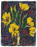 Gelbe Tulpen in heller Vase by Christian Rohlfs, 1929, Tempera auf Velin, auf Japanpapier kaschiert, sold May 2011