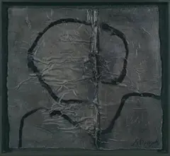 Emil Schumacher, B-8/1970, 1970, Blei über zwei Hartfaserplatten, mit Pinsel in Schwarz bemalt
