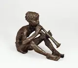 Flötenbläser by Renée Sintenis, 1948, Bronze mit brauner Patina. Höhe: 13,5 cm (5 ⅜ in.), sold May 2011