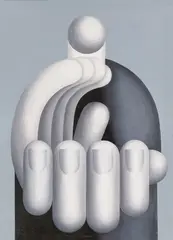 Grauer Klatscher by Hans Ticha, 1983, Öl auf Leinwand, sold Dec 2021