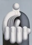 Hans Ticha, Grauer Klatscher, 1983, Öl auf Leinwand