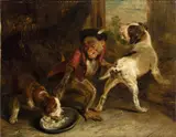 Edwin Henry Landseer, Intruding puppies, 1820, Öl auf Leinwand. Doubliert
