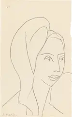 Henri Matisse, Tête au Turban No. 11, 1950, Kreide auf Rives-Velin, auf Karton aufgezogen