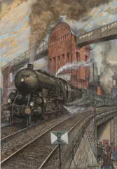 Hans Baluschek, Die Kurve, 1930, Aquarell und Ölkreide auf Schoellershammer-Karton