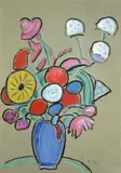 Großer Strauß by Gabriele Münter, 1959, Öl auf blaßgrünem Papier, sold Jun 2010
