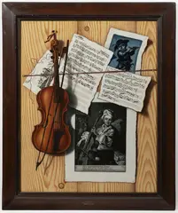 Still Life with a Violin by Elias Mögel, 1760, oil on canvas, sold Jun 2026
