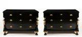 Joseph Ulrich Danhauser, Pair of Empire Chests of Drawers, Around 1810, blackened pear wood, gilded bronze, polychromed and gilded wood