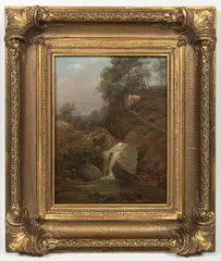 Josef Navrátil, Landscape with a Waterfall, After 1850, oil on canvas