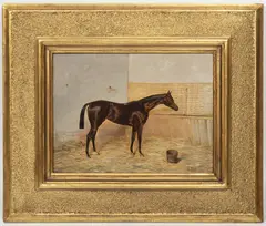 Viktor Barvitius, Horse in a Stable, 1889, oil on wood