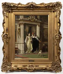 Václav Brožík, The Visit, Before 1880, oil on wood