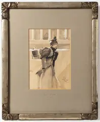 Luděk Marold, Lady in a Street, 1897, indian ink, watercolour, gouache, paper
