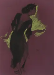 Emil Orlík, Dancer Macara I., Before 1905, charcoal, pastel, paper