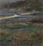 Miloš Jiránek, Landscape with a Weir, Before 1910, oil on canvas