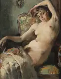 Vlaho Bukovac, Seated Female Nude