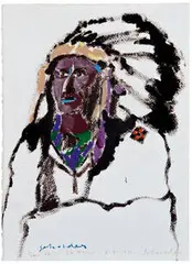 Fritz Scholder, Untitled (Indian), 1974, Gouache and ink on paper