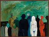 James Strombotne, April's Dream, 1960, Oil on canvas board