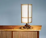 George Nakashima, Table lamp, American black walnut, holly, and fiberglass