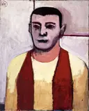 James Weeks, Portrait (Yellow Shirt with Vest), c. 1949, Oil on canvas