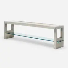 Jay Spectre, Console, 1984, stainless steel, paradiso marble, glass