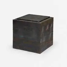 Cube table by Paul Evans, c. 1970, welded and patinated steel, slate, sold Mar 2022