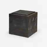 Cube table by Paul Evans, c. 1970, welded and patinated steel, slate, sold Mar 2022