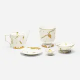 Gio Ponti, Collection of five Trionfo tablewares, glazed porcelain with printed and applied decoration