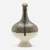 Bottle with stopper by Guido Gambone, c. 1955, glazed stoneware, sold Mar 2022