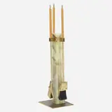 Alessandro Albrizzi, Firetools, c. 1965, onyx, brass-plated steel, teak