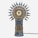 Georges Pelletier, Black Sun table lamp, 2019, glazed and gilt earthenware, wire