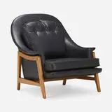 Edward Wormley, Janus lounge chair, model 5701, c. 1957, ash, leather
