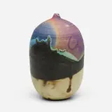 Closed Form (with rattle) by Toshiko Takaezu, glazed porcelain, sold Mar 2022