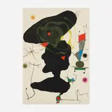 Plate V (from the Oda à Joan Miró portfolio) by Joan Miró, 1973, lithograph in colors on Guarro paper, sold Feb 2022