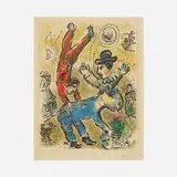 Acrobate Rouge by Marc Chagall, 1974, lithograph in colors on Arches, sold Feb 2022