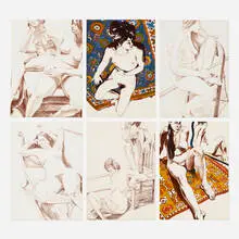 Philip Pearlstein, Six Lithographs Drawn from Life, 1970, lithograph on BFK Rives, lithograph on Arches