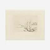 Edvard Munch, Norwegian Landscape, 1908, copperplate drypoint on chine collé
