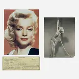 Marilyn Monroe, Signed check for Grace Goddard and photograph, 1952, printed paper, gelatin silver print