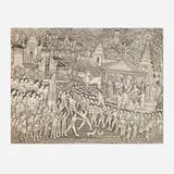 Untitled by Ida Bagus Nyoman Rai, ink and watercolor on linen, sold Oct 2024