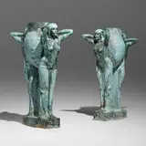 Pierre Lenoir and Marcel Guillard, Monumental Water Carriers urns / planters, pair, bronze